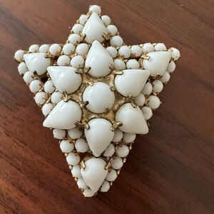 Vintage Milk Glass Brooch